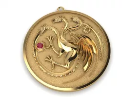 Three head dragon pendant 3D print model
