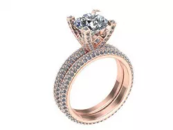 V head rose ring with matching band 3D print model