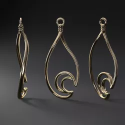 Watedrop-moon earring 3D print model