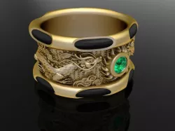 1603 Dragon Ring with feather tail of elephant 3D print model