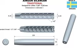 Airgun silencer traditional caliber 25 3D print model