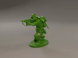 American soldier ww2 Shoot crouched A2 3D print model