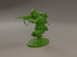 American soldier ww2 Shoot crouched A3 3D print model