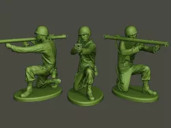 American soldier ww2 Shoot crouched A4 3D print model