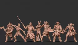 Barbarian bundle - 7 miniatures - 35mm scale 3D print model