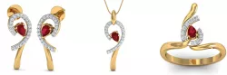 Bend Shape Fashion Earring - Pendant - Ring Set 3D print model