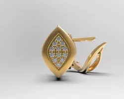 Earrings with gems Geometric Leaf shaped 3D print model