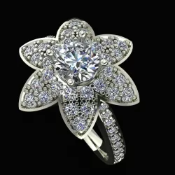 Flower ring with diamonds 3D print model