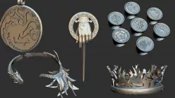 Game Of Thrones Collection Ring Necklace Bracelet Crown King Pin 3D print model