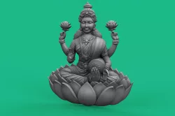 Goddess Laxmi Bas relief 3D print model