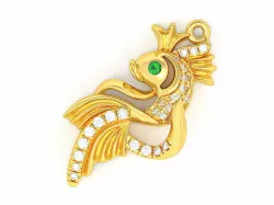 Gold fish necklace 3d printable Nature jewelry Diamond pendant 3D print model