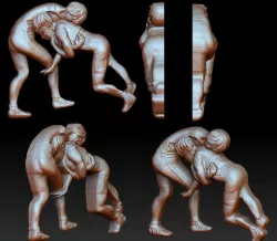 Grapplers bas-relief 3D print model