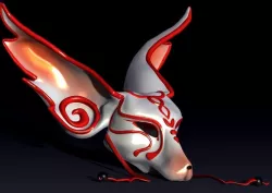 Kitsuni Nine-Tails Kabuki Mask in ZBrush with Materials and Maps 3D print model