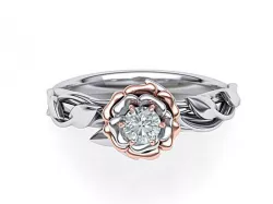Leaves Rose Engagement ring Own design with 4mm stone 3dmodel  3D print model