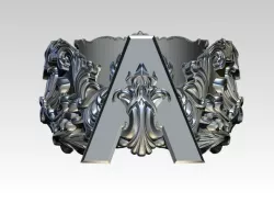 Letter  A Initial Top Crown Kindom Carving Ring Best Super AAA 3D print model