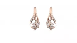 Natural pearl set leaf earrings with diamond 3D print model