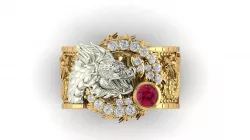Original  Dragon ring with gemstone and diamond 3D print model