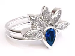 Pear Diamond Ring with Marquise Diamond Crown 3D print model