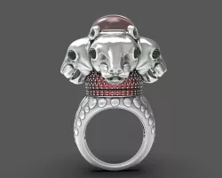 Rich looking ring with lions heads 3D print model