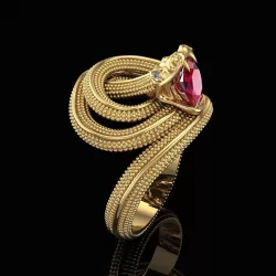Ring Snake with Ruby in Teeth 3D print model