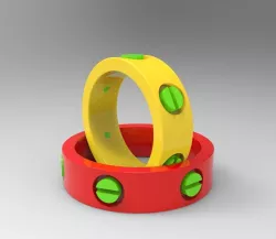 Rings with bolt heads 3D print model