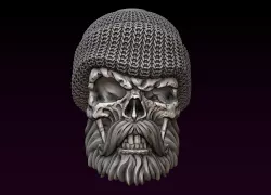 Sailor Skull with beard and mustache 3D print model