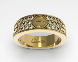 Simple a la Love paved ring 7 and quarter US size 3D print model