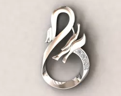 Simple dragon pendant with diamond 3D print model