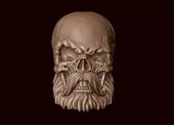 Skull with beard and mustache 3D print model