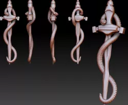 Snake around sword pendant 3D print model