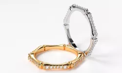 stylish gold ring bone shape with diamonds 3D print model  3D print model