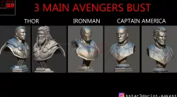 Thor - Iron Man - Captain America BUST - Marvel - End game 3D print model