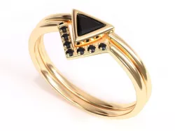 Trillion Black Diamond Ring with Black Diamond Band 3D print model