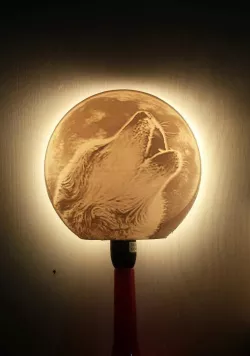 Wolf lamp litophane   3D print model
