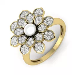Women flower-pearl  ring 3dm render detail 3D print model 3D print model