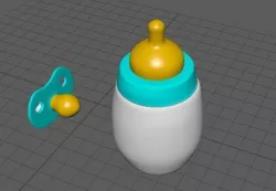3D baby bottle and pacifier 3D model