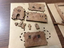A laser cut gingerbread house
