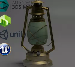 Antique Oil Lamp  3D model