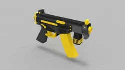 Black Yellow Machine Gun 3D Model Low-poly  3D model