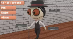 Cute Zombie Wooden Doll Gangster Low-poly  3D model