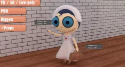 Cute Zombie Wooden Doll Nurse Low-poly  3D model