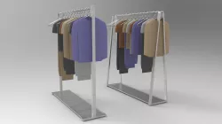 Garment Rack with Clothes and Hangers 3D model