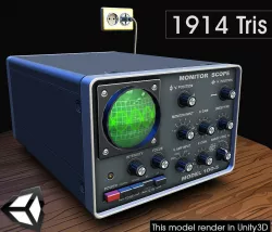 Ham Radio Monitor Scope Low-poly  3D model