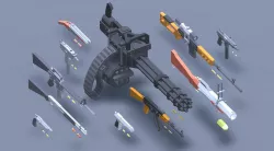 Low Poly Guns Low-poly  3D model