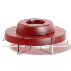 Red Leather Waiting Sofa 3D model