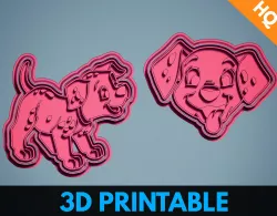 101 Dalmatians Set Two Dogs Cookie Cutters Baking Stamp 3D print model