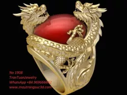 1908 Dragon Ring with Oval Ruby 3D print model