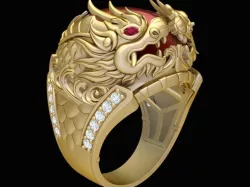 1912  Carp Become Dragon Ring 3D print model