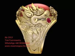 1913 Dragon Ring with ruby oval 3D print model