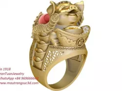 1918 Lucky Pig Ring 3D print model